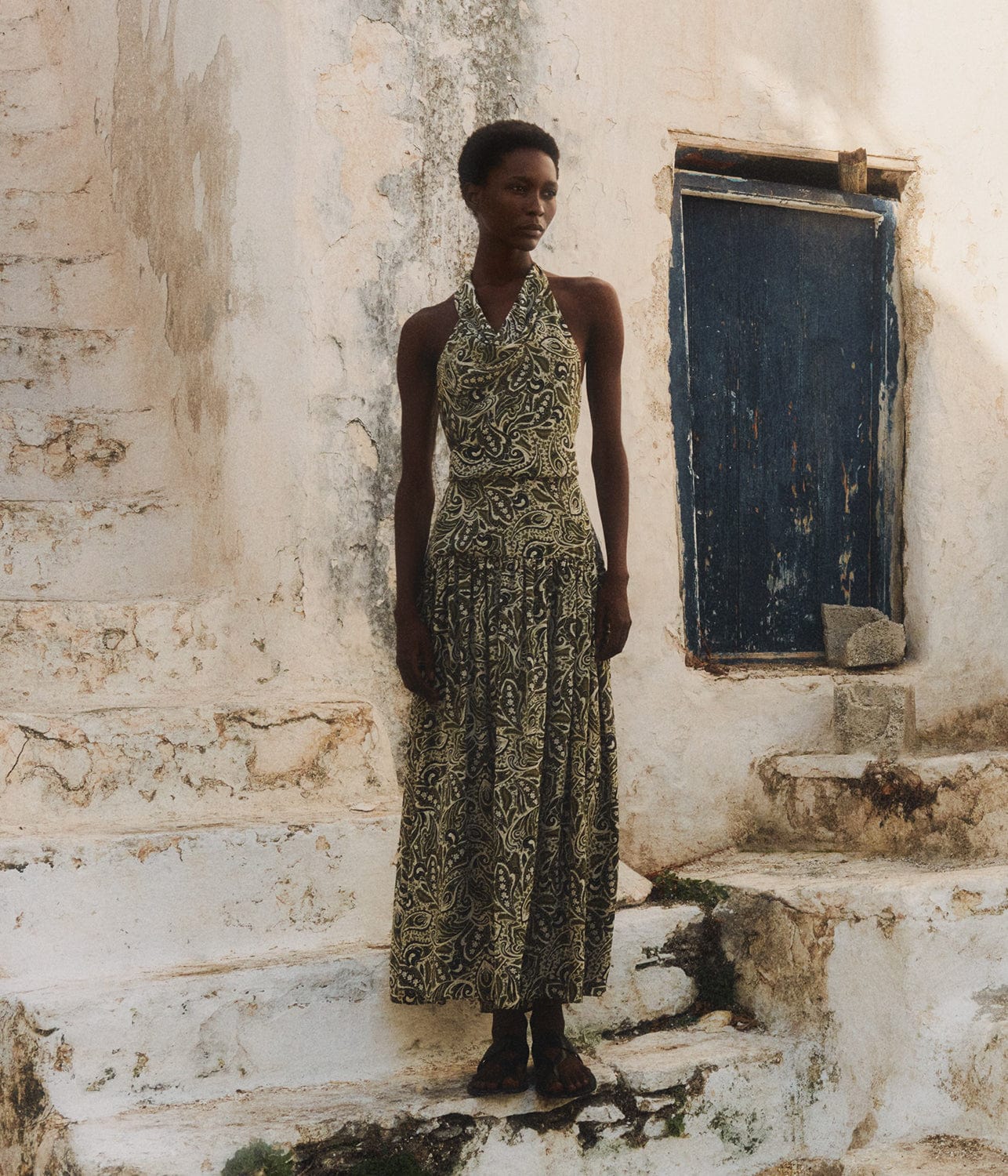 SCARF HALTER DRESS- PAISLEY | MATTEAU | MATTEAU SCARF HALTER DRESS- PAISLEY