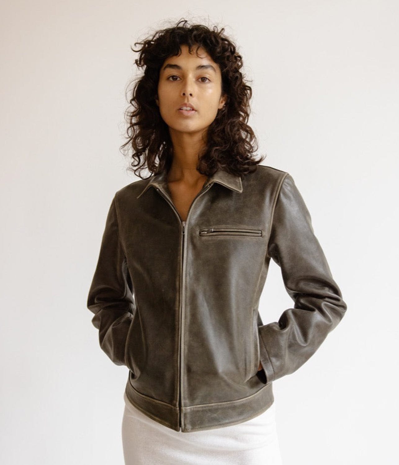SEVILLE LEATHER JACKET- BROWN | MUSIER PARIS | MUSIER PARIS SEVILLE LEATHER JACKET- BROWN