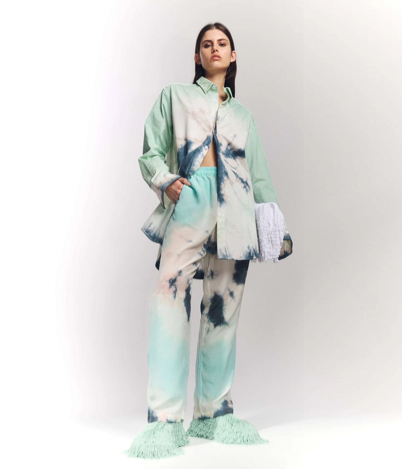 SILK COTTON LONG SLEEVE SHIRT- SPEARMINT | LUUDA | LUUDA SILK COTTON LONG SLEEVE SHIRT- SPEARMINT