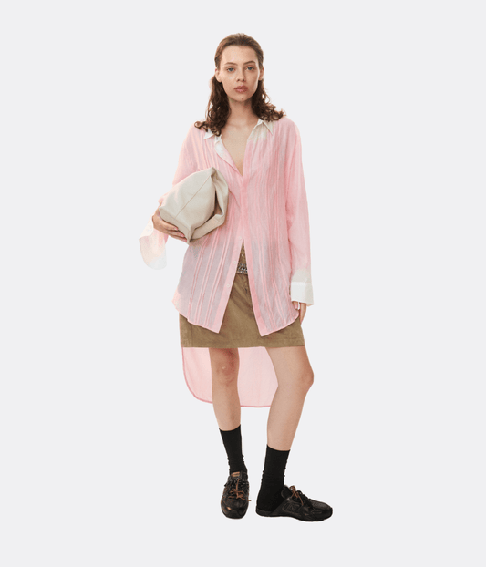 SILK COTTON PLEAT SHIRT DRESS | SLATE | LUUDA  LUUDA SILK COTTON PLEAT SHIRT DRESS | TULIP