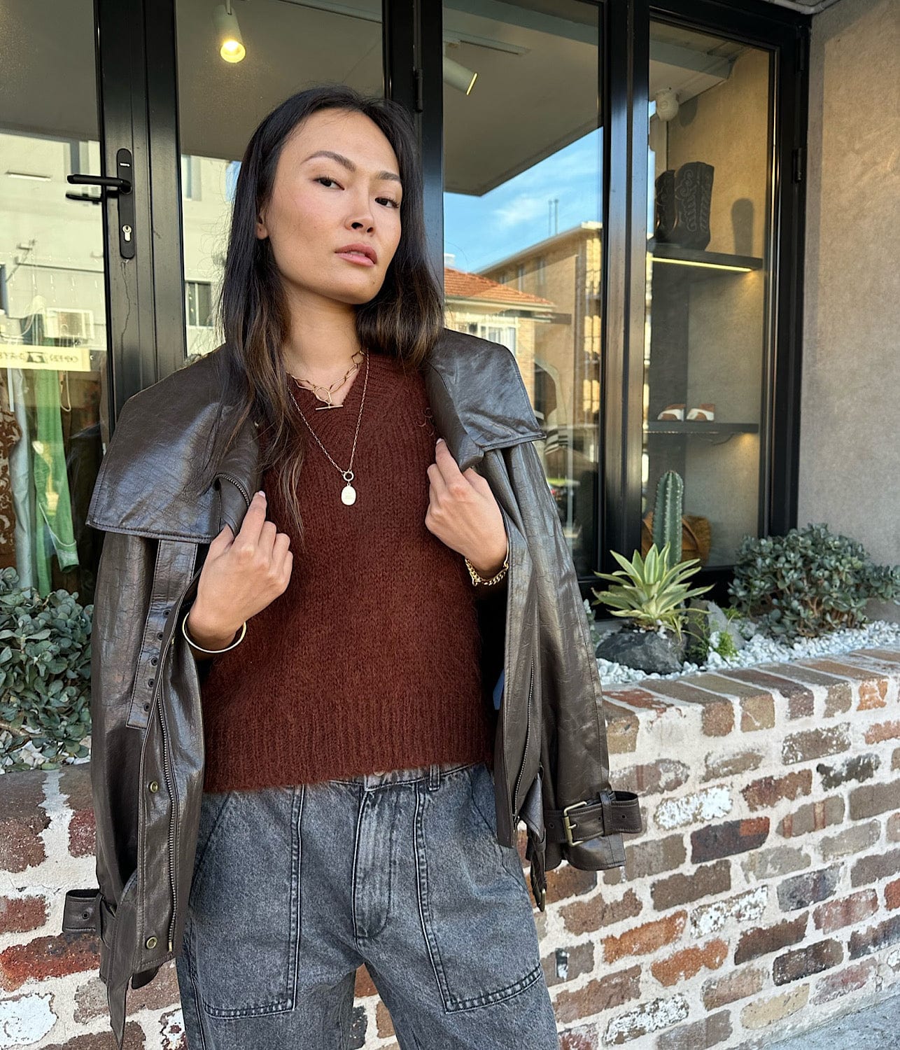 SPENCER VEST- BROWN | REJINA PYO | REJINA PYO SPENCER VEST- BROWN