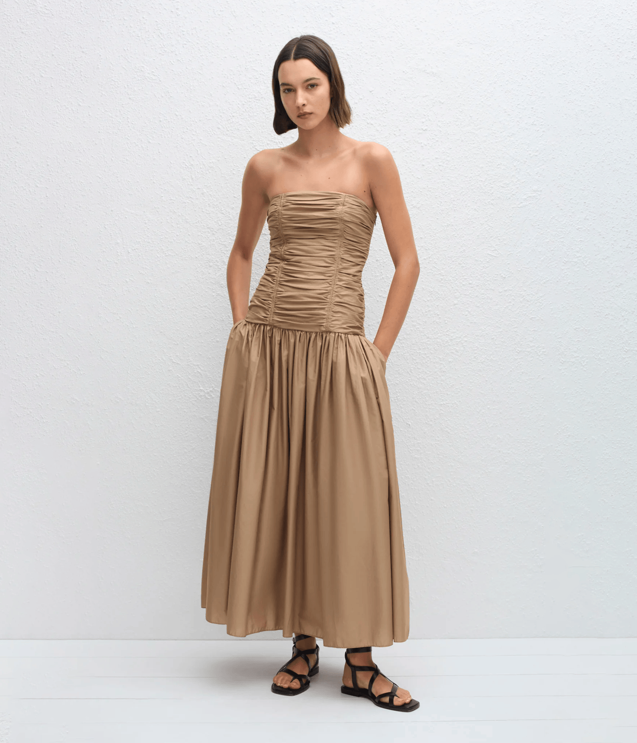 STRAPLESS DROP WAIST DRESS