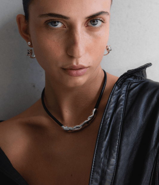 SUMMIT LEATHER CHOKER: BLACK LEATHER | STERLING SILVER PLATING | F + H STUDIOS F+H STUDIOS SUMMIT LEATHER CHOKER: BLACK LEATHER | STERLING SILVER PLATING