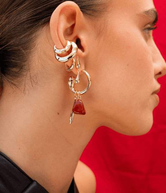 SWIRL STATEMENT CHARM EARRINGS | BRASS | F AND H STUDIO F+H STUDIOS SWIRL STATEMENT CHARM EARRINGS | BRASS