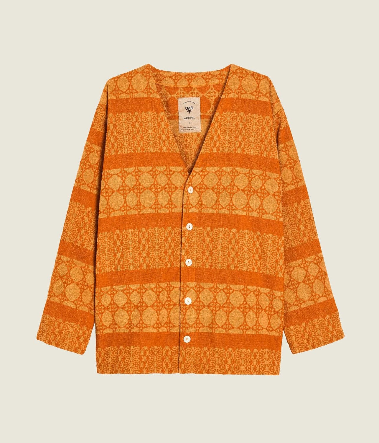 TERRY CARDIGAN- ORANGE VENTURA | OAS COMPANY | OAS COMPANY TERRY CARDIGAN- ORANGE VENTURA