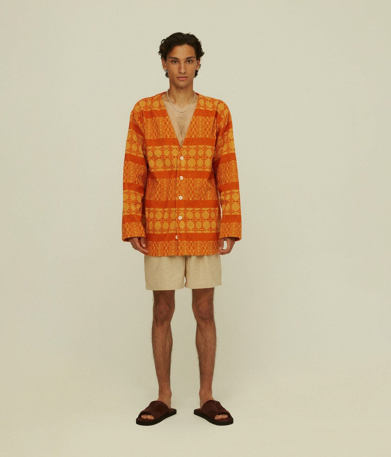TERRY CARDIGAN- ORANGE VENTURA | OAS COMPANY | OAS COMPANY TERRY CARDIGAN- ORANGE VENTURA