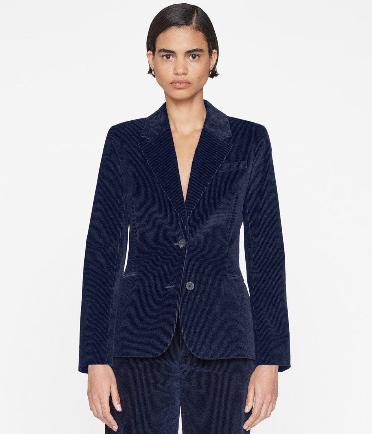 THE FEMME CORD BLAZER- NAVY | FRAME | FRAME THE FEMME CORD BLAZER- NAVY