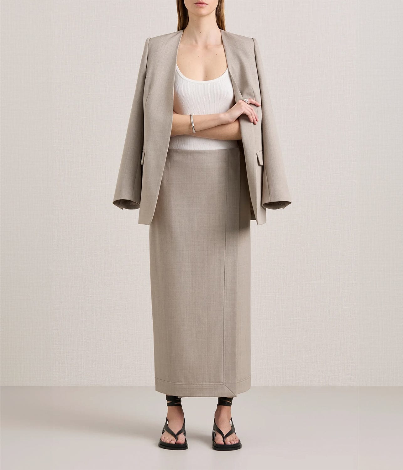THE JOAN WRAP SKIRT- ALMOND | A.EMERY | A.EMERY THE JOAN WRAP SKIRT- ALMOND