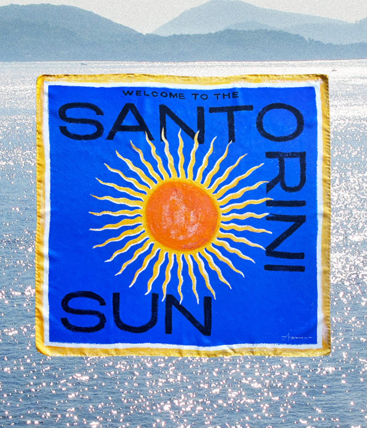 THE SANTORINI SUN SILK TRAVEL SCARF | ATLAS | ATLAS THE SANTORINI SUN SILK TRAVEL SCARF