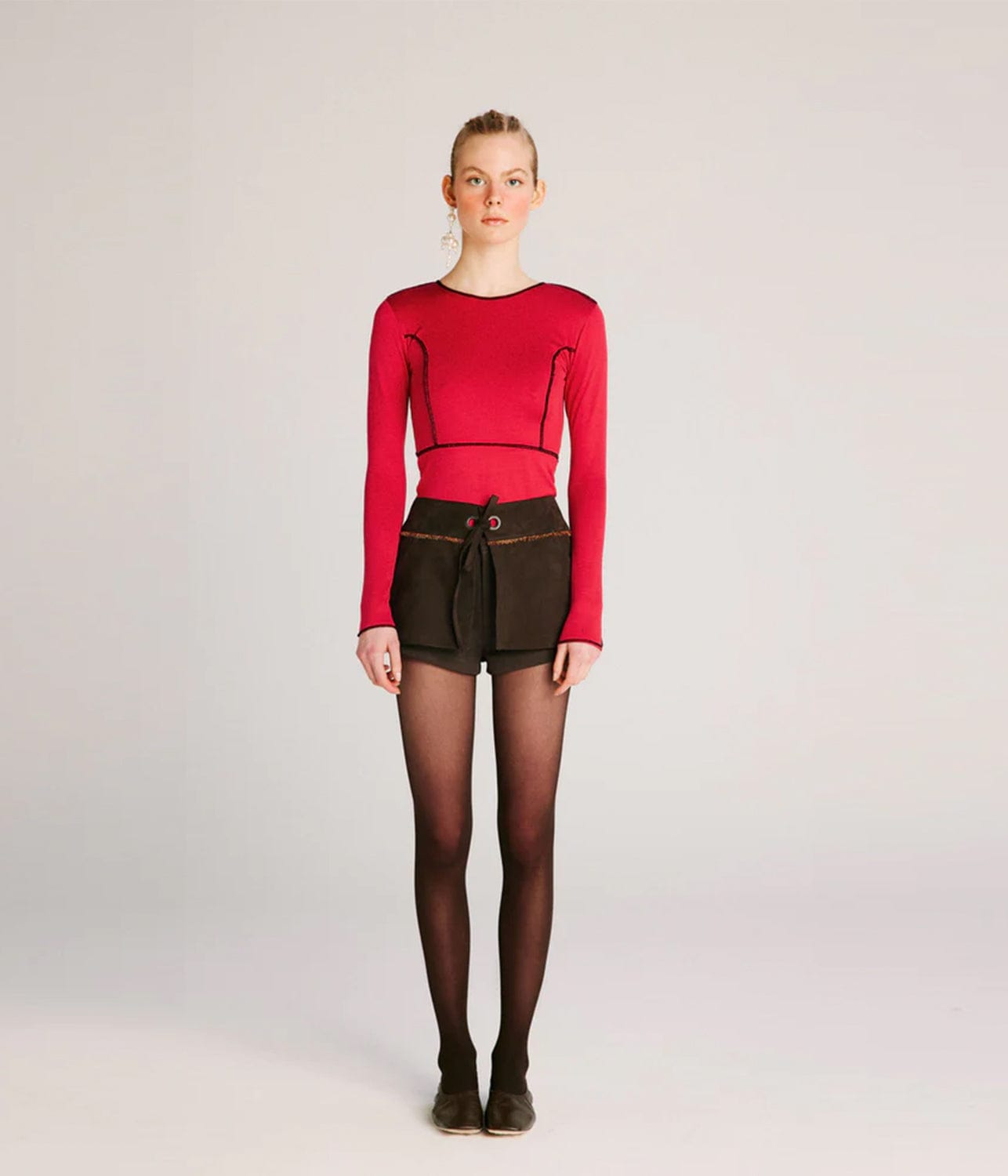 TRIO MINI SHORTS- BROWN SUEDE | ANIM | ANIM TRIO MINI SHORTS- BROWN SUEDE