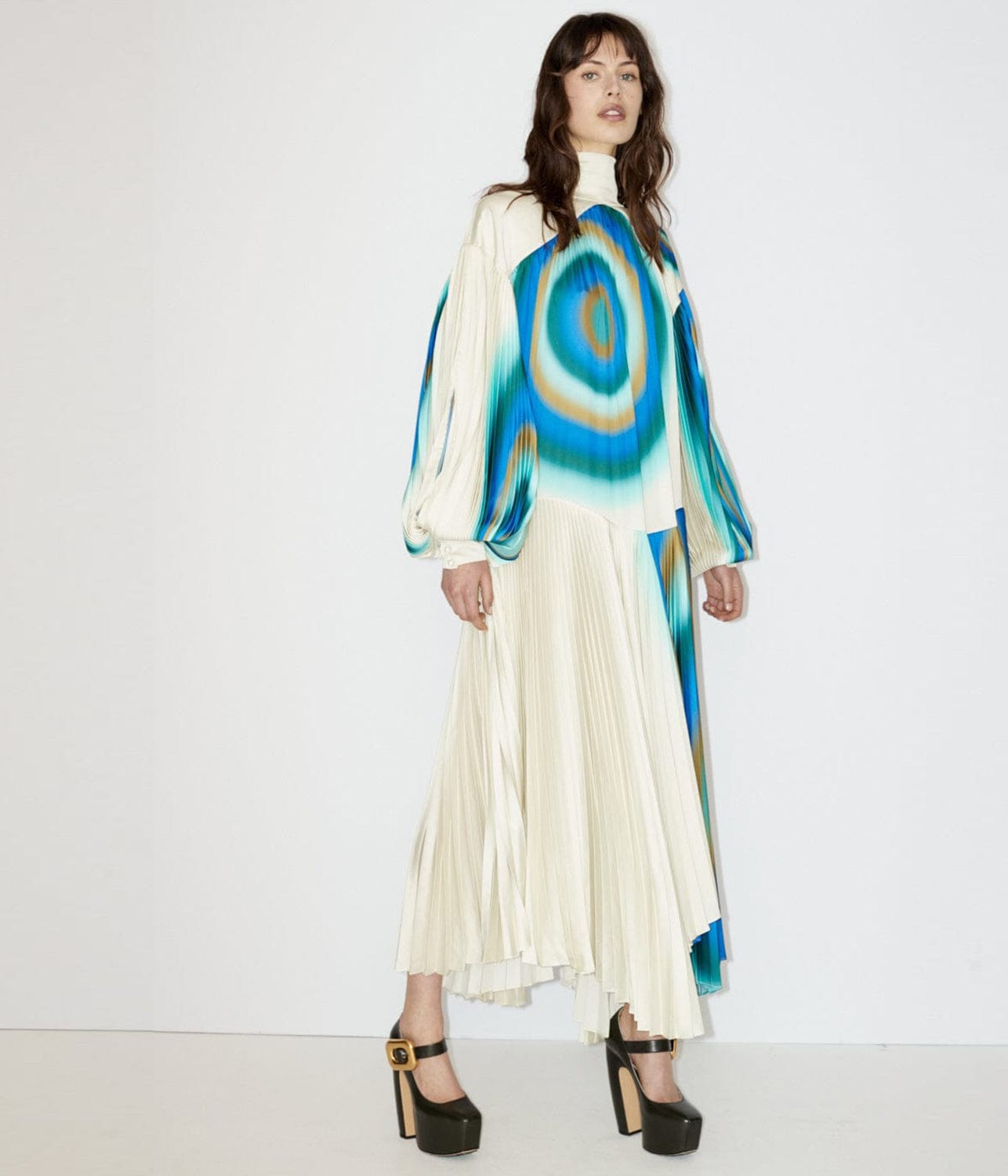 UNA PLEATED MIDI DRESS-ECRU | ALEMAIS | ALEMAIS UNA PLEATED MIDI DRESS-ECRU