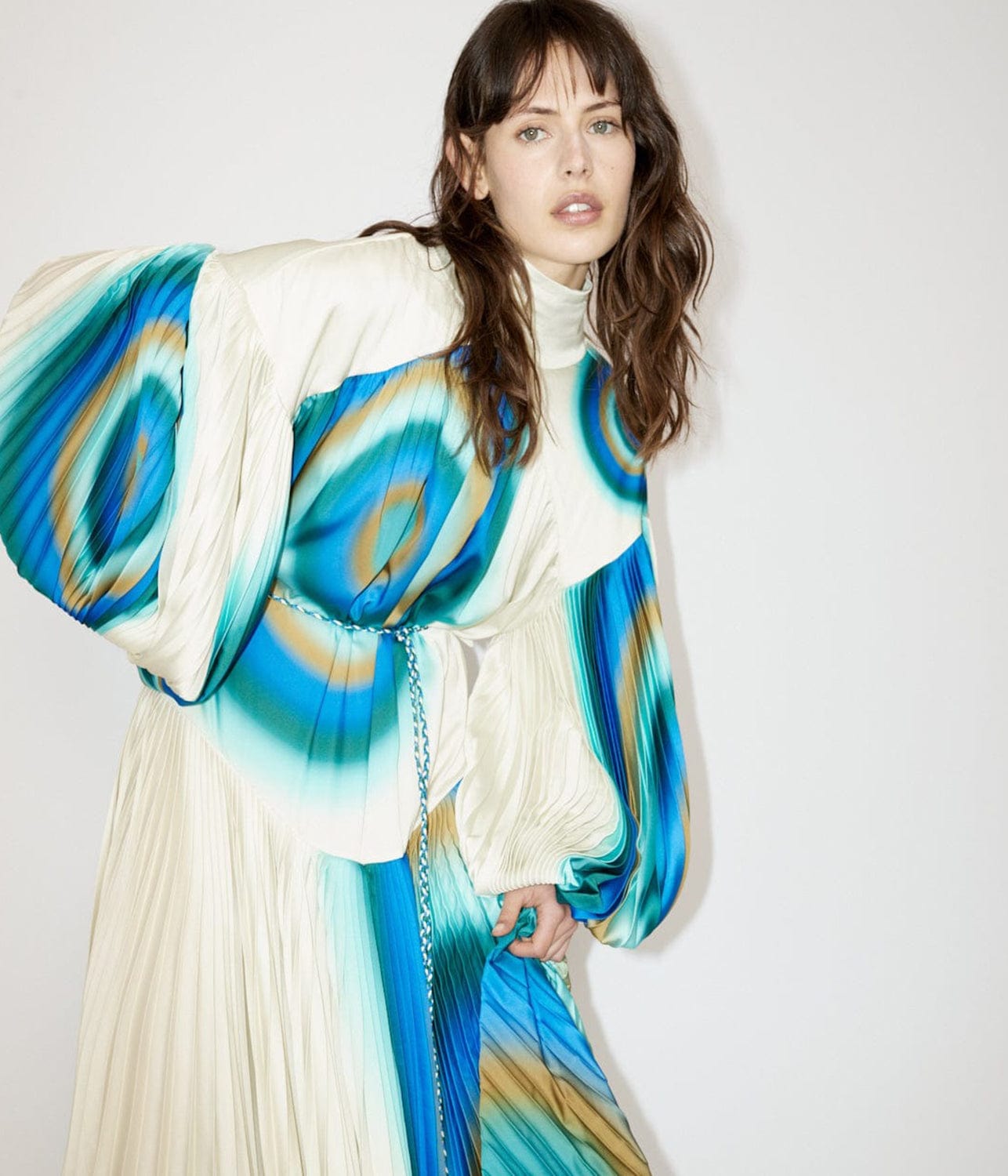 UNA PLEATED MIDI DRESS-ECRU | ALEMAIS | ALEMAIS UNA PLEATED MIDI DRESS-ECRU