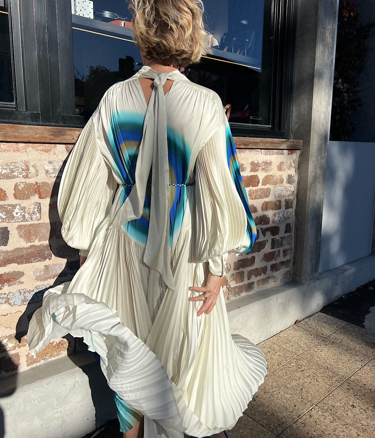 UNA PLEATED MIDI DRESS-ECRU | ALEMAIS | ALEMAIS UNA PLEATED MIDI DRESS-ECRU
