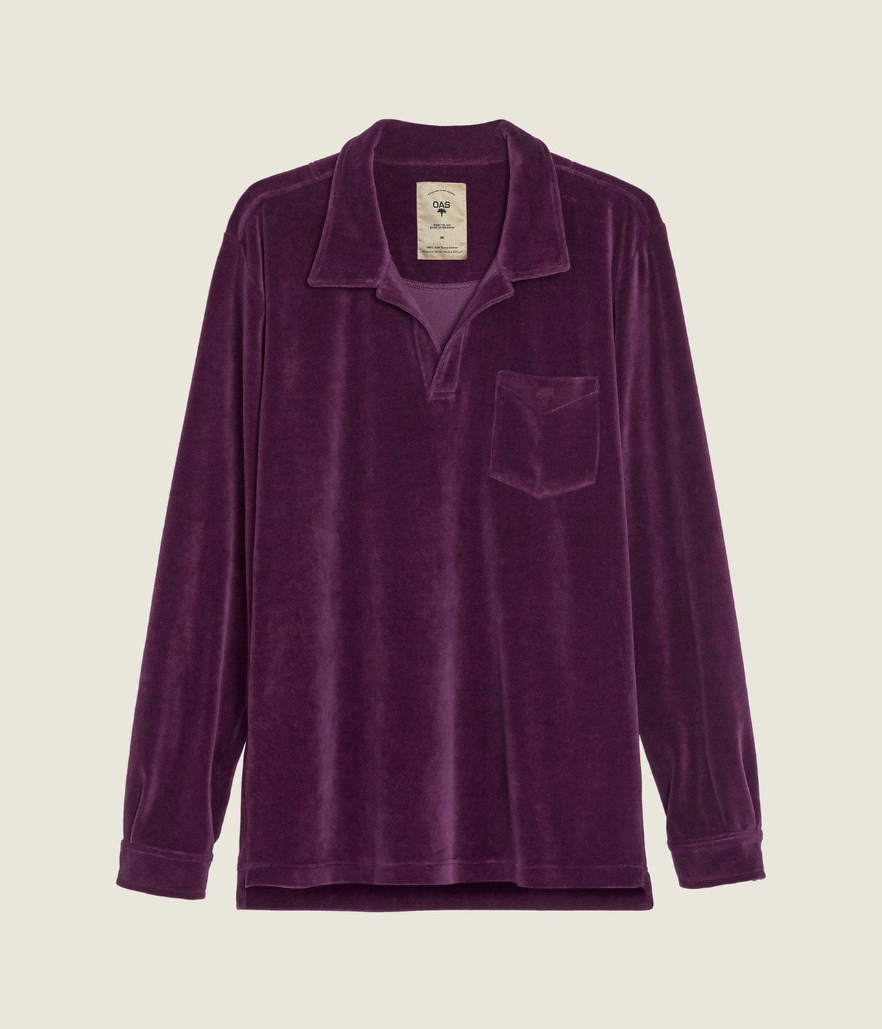 VELOUR LONG SLEEVE SHIRT- DANDY PURPLE | OAS COMPANY |  OAS COMPANY VELOUR LONG SLEEVE SHIRT- DANDY PURPLE