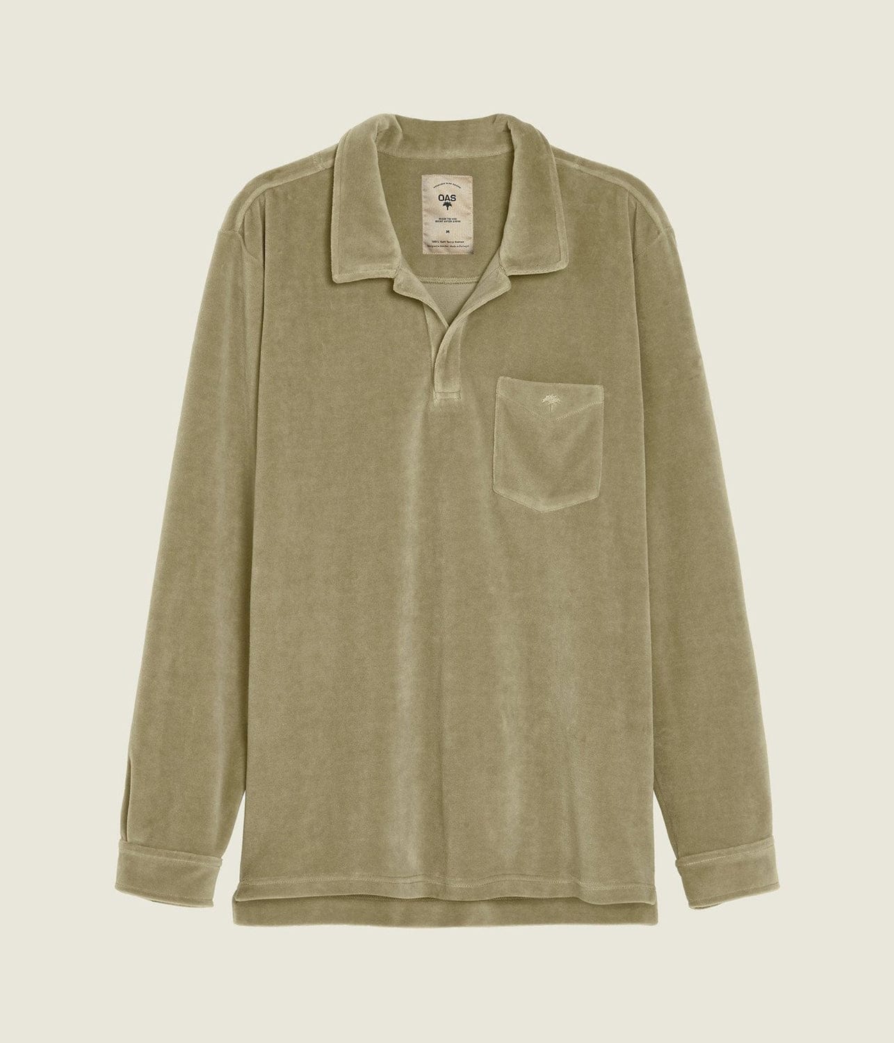 VELOUR LONG SLEEVE SHIRT- WASHED GREY | OAS COMPANY | OAS COMPANY VELOUR LONG SLEEVE SHIRT- WASHED GREY