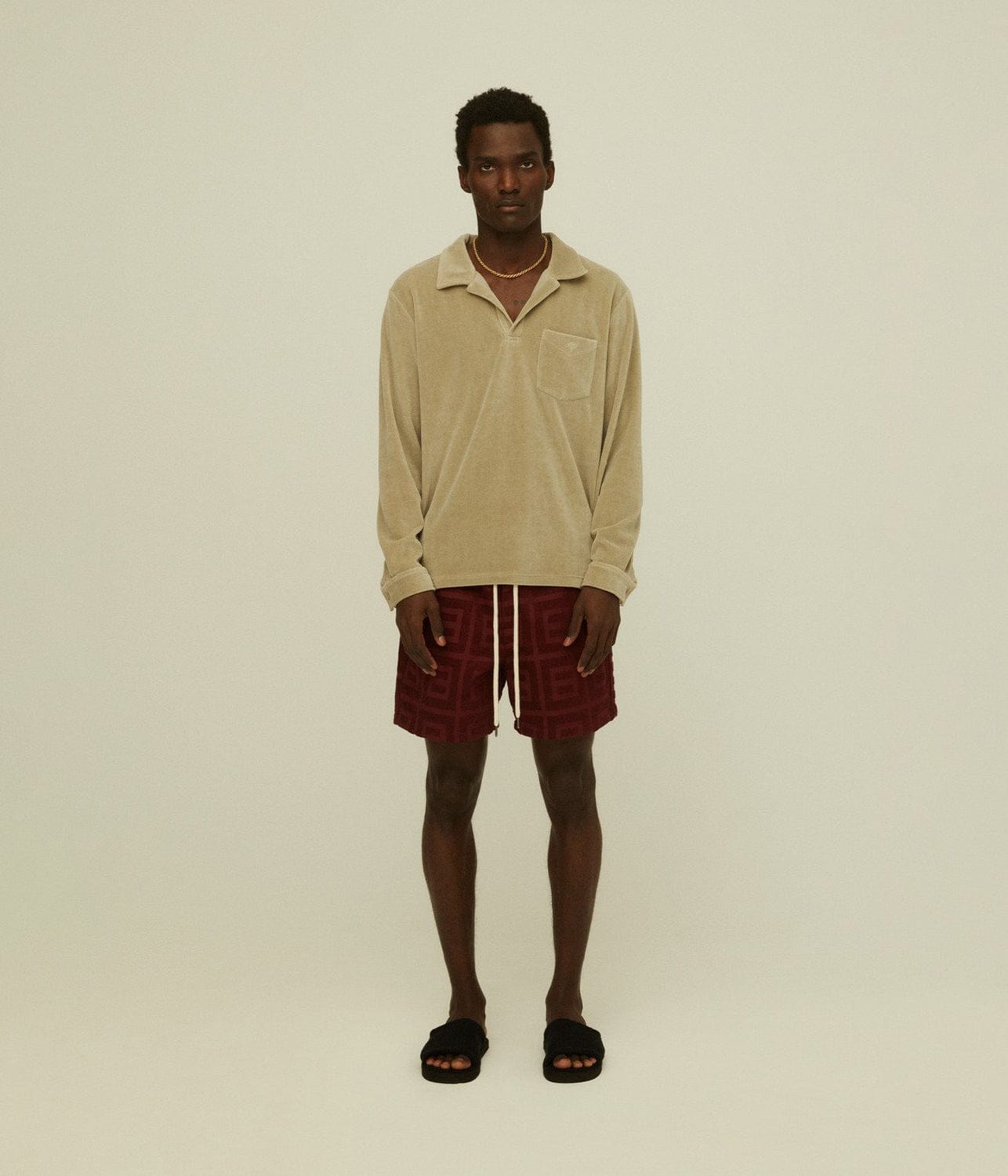 VELOUR LONG SLEEVE SHIRT- WASHED GREY | OAS COMPANY | OAS COMPANY VELOUR LONG SLEEVE SHIRT- WASHED GREY