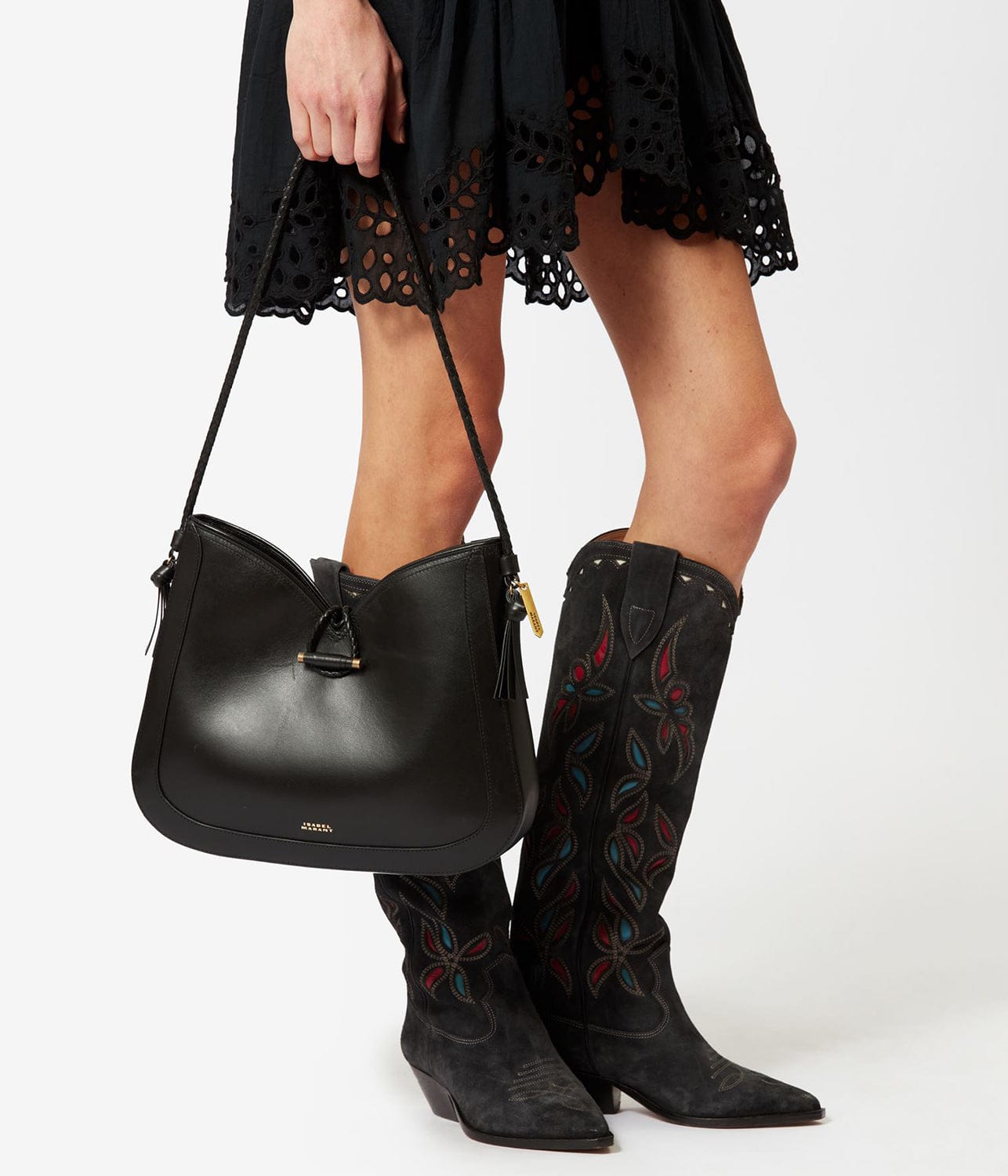 VIGO HOBO SHOULDER BAG- BLACK | ISABEL MARANT | ISABEL MARANT VIGO HOBO SHOULDER BAG- BLACK