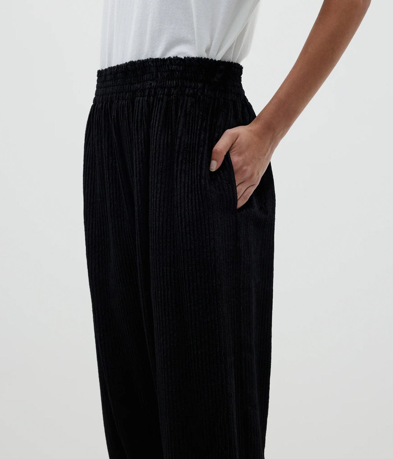 VISCOSE CORD PULL ON PANT- BLACK | BASSIKE | Bassike VISCOSE CORD PULL ON PANT- BLACK