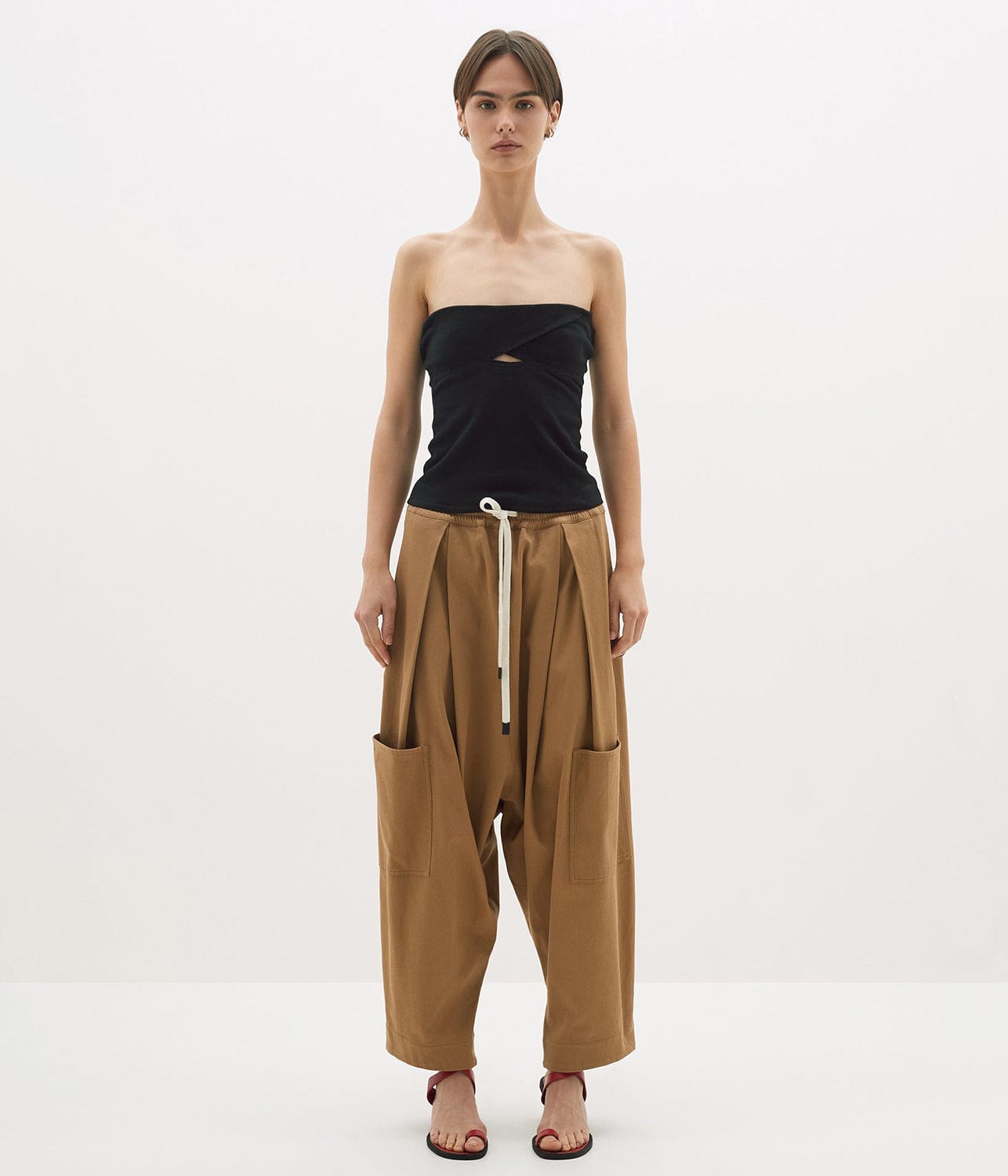 VOLUMINOUS LONG RISE PANT- TAN | BASSIKE | Bassike VOLUMINOUS LONG RISE PANT- TAN