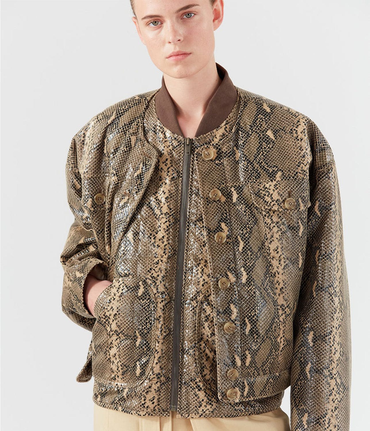 WELLS BOMBER JACKET- SNAKE | REJINA PYO | REJINA PYO WELLS BOMBER JACKET- SNAKE