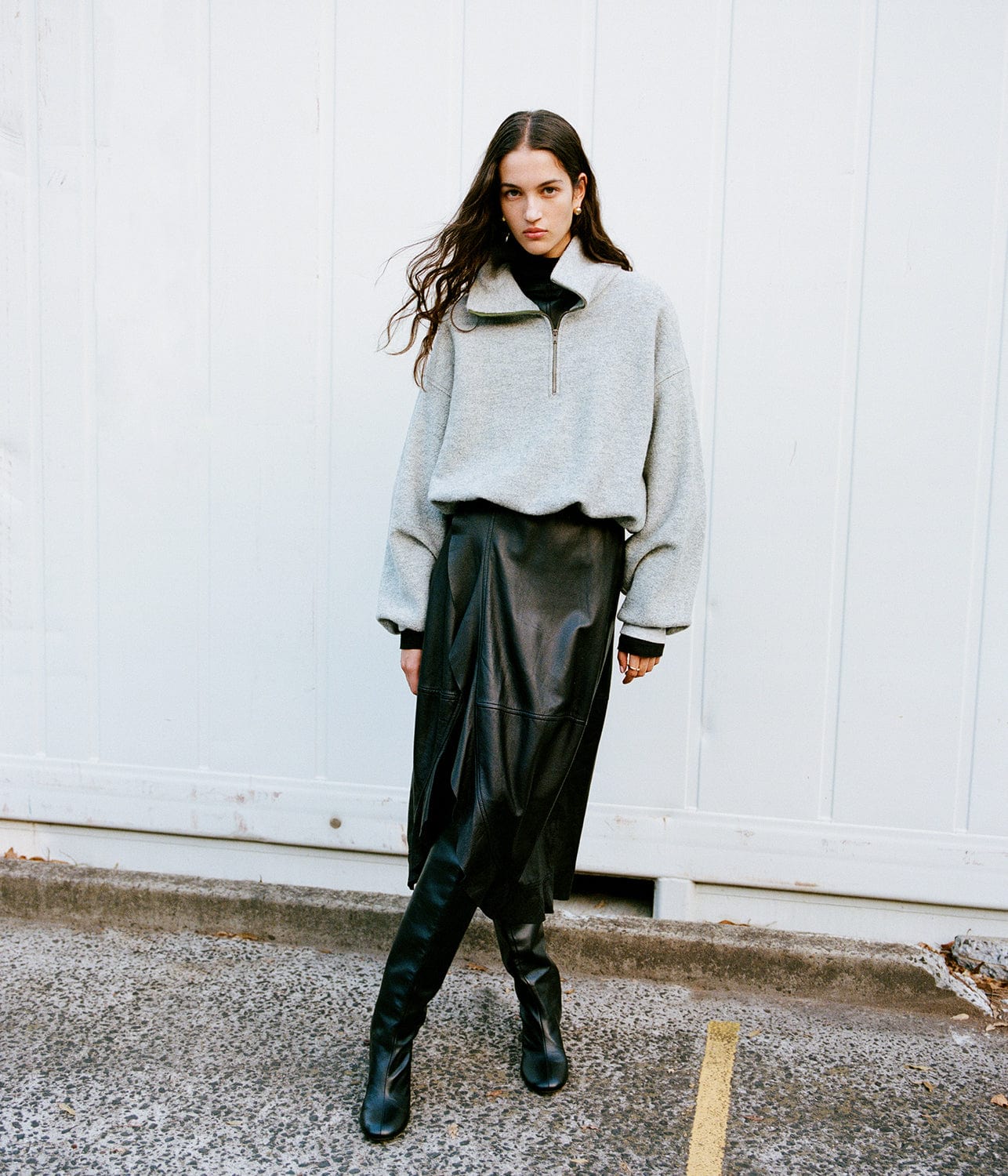 WOOLLEN POPOVER JACKET- GREY MARL | BASSIKE | Bassike WOOLLEN POPOVER JACKET- GREY MARL