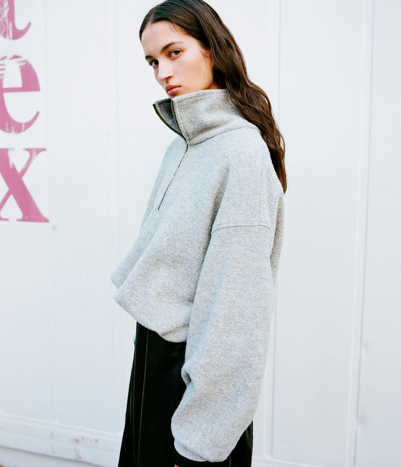 WOOLLEN POPOVER JACKET- GREY MARL | BASSIKE | Bassike WOOLLEN POPOVER JACKET- GREY MARL