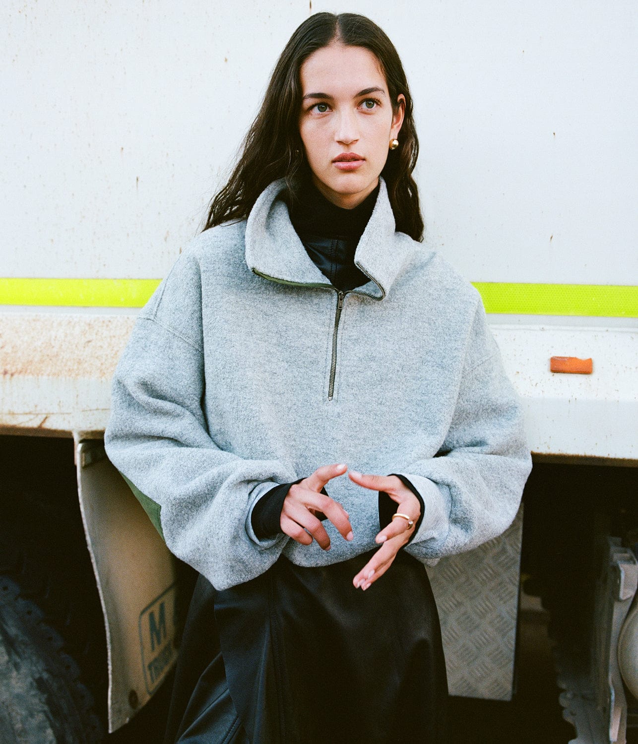 WOOLLEN POPOVER JACKET- GREY MARL | BASSIKE | Bassike WOOLLEN POPOVER JACKET- GREY MARL