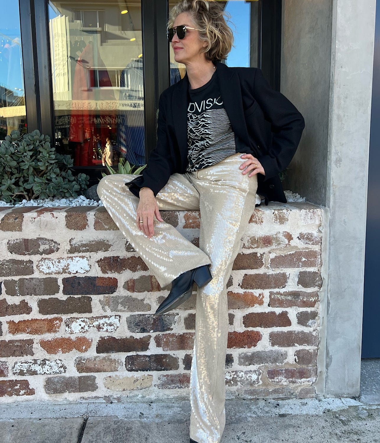 YSEULT SEQUIN PANT- KHAKI | NILI LOTAN | NILI LOTAN YSEULT SEQUIN PANT- KHAKI