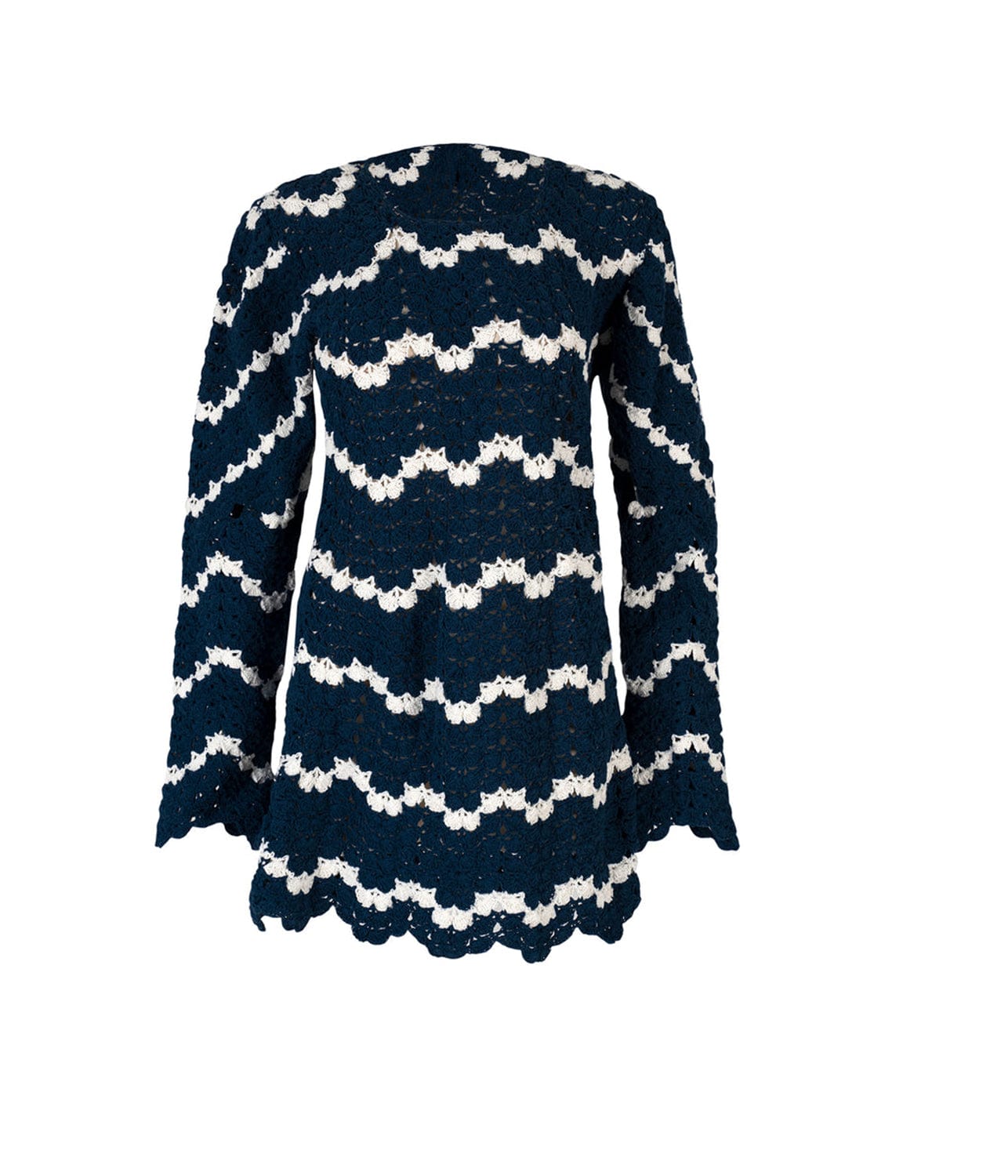 ALL THAT REMAINS SARA CROCHET DRESS- NAVY & WHITE
