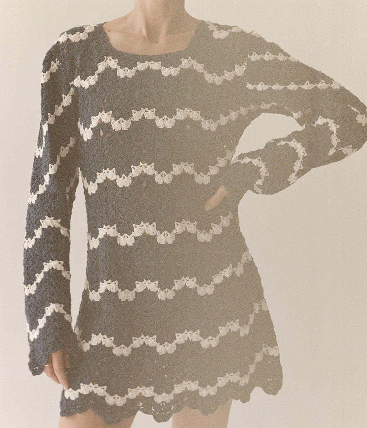 ALL THAT REMAINS SARA CROCHET DRESS- NAVY & WHITE