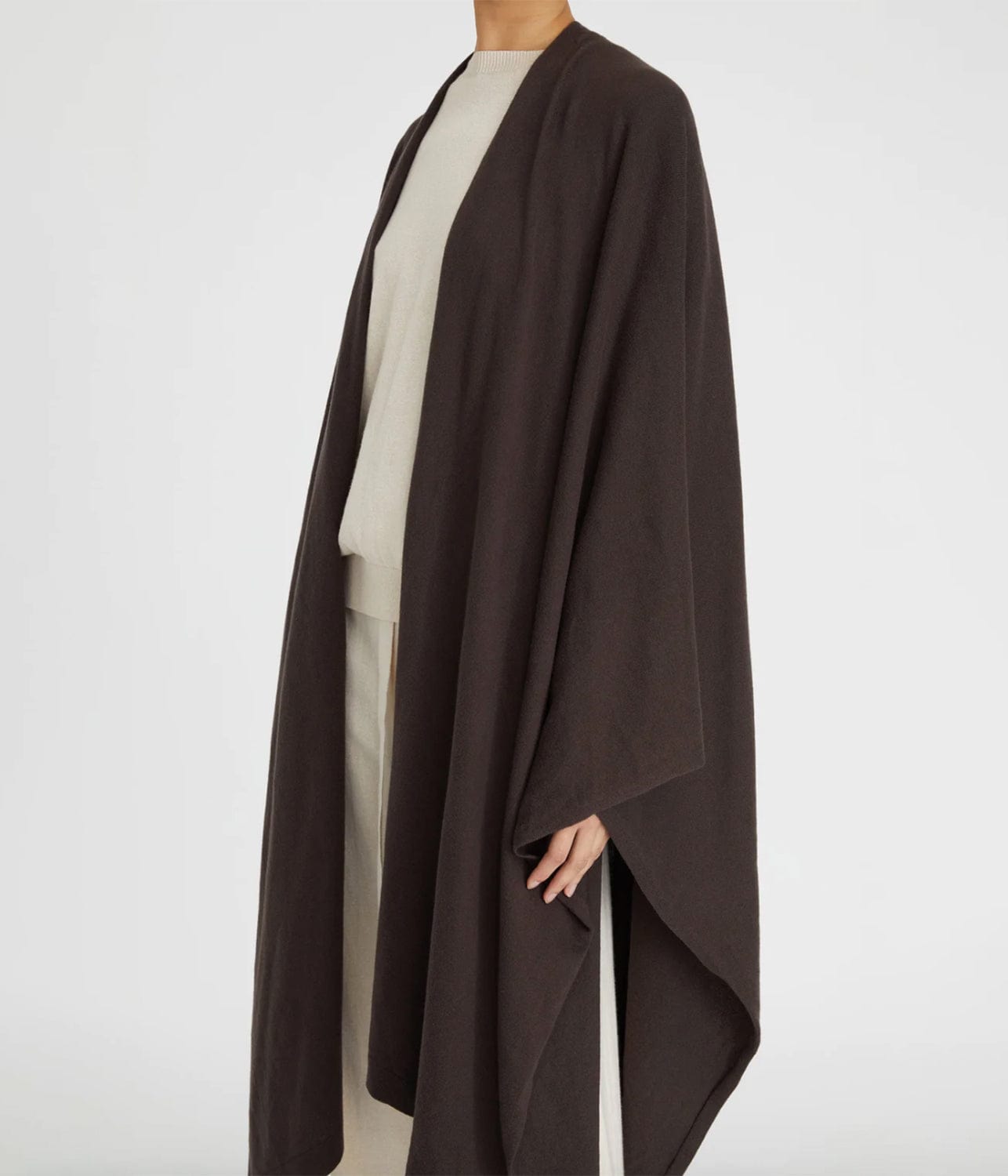 COTTON CASHMERE PONCHO- CHOCOLATE | LEE MATHEWS LEE MATHEWS COTTON CASHMERE PONCHO- CHOCOLATE