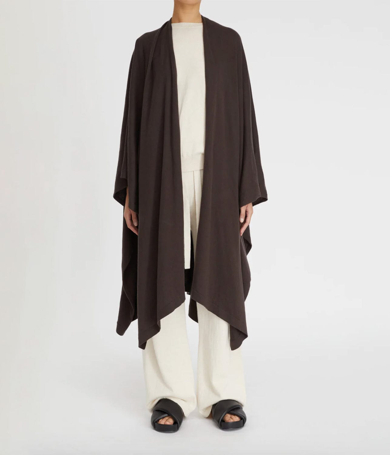 COTTON CASHMERE PONCHO- CHOCOLATE | LEE MATHEWS LEE MATHEWS COTTON CASHMERE PONCHO- CHOCOLATE