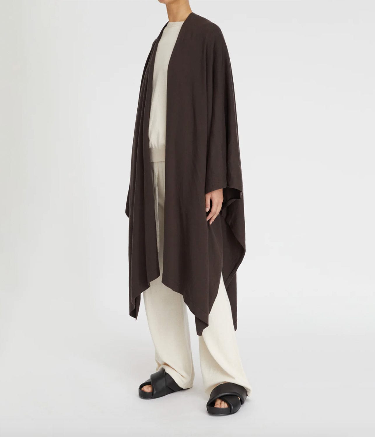 COTTON CASHMERE PONCHO- CHOCOLATE | LEE MATHEWS LEE MATHEWS COTTON CASHMERE PONCHO- CHOCOLATE