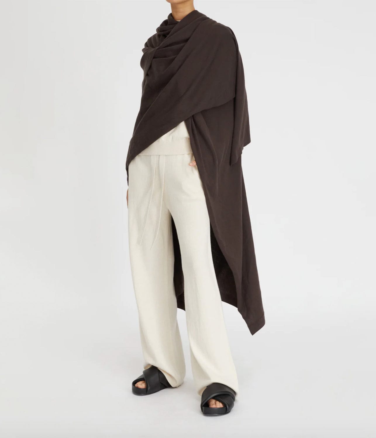 COTTON CASHMERE PONCHO- CHOCOLATE | LEE MATHEWS LEE MATHEWS COTTON CASHMERE PONCHO- CHOCOLATE
