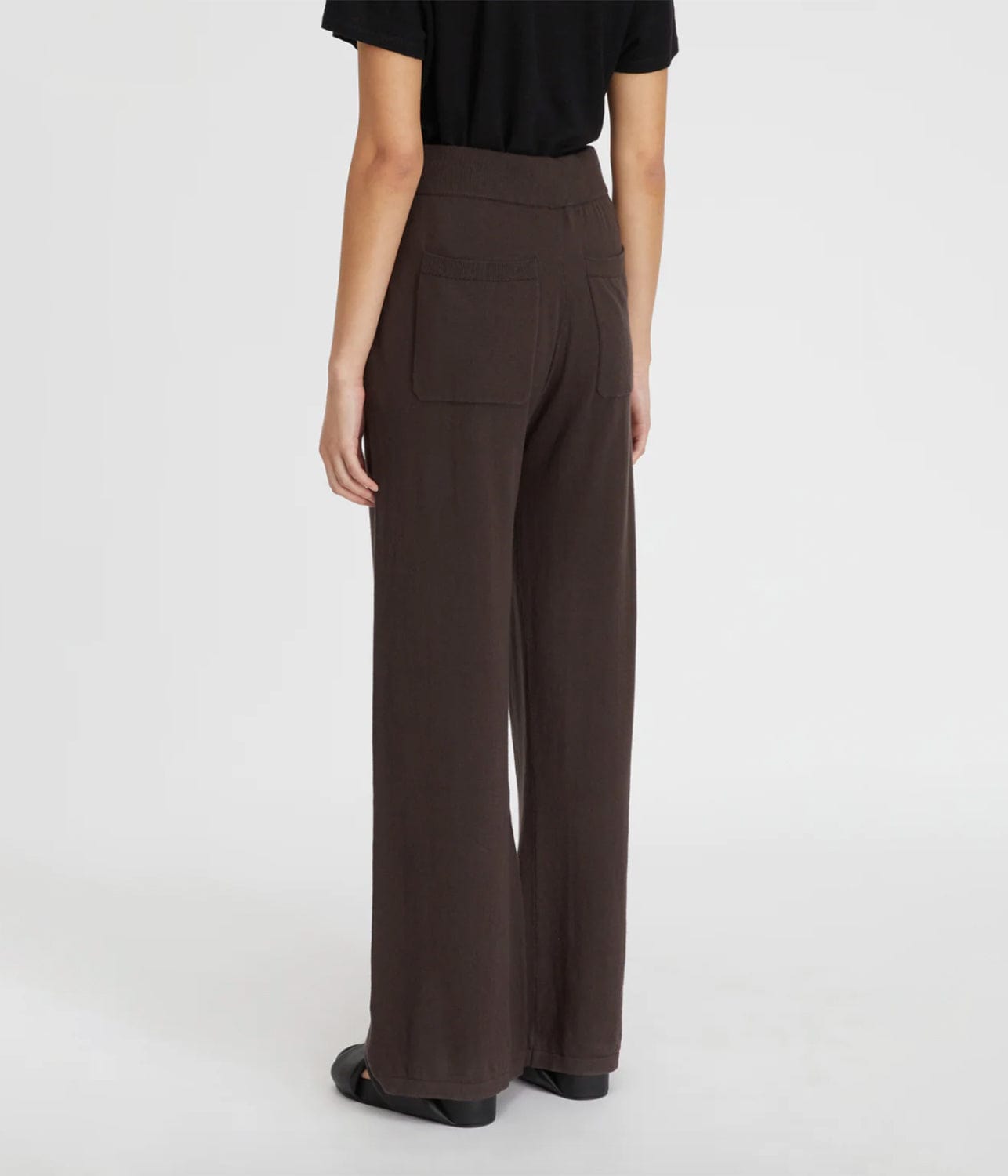 COTTON CASHMERE WIDE LEG PANT- CHOCOLATE | LEE MATHEWS LEE MATHEWS COTTON CASHMERE WIDE LEG PANT- CHOCOLATE