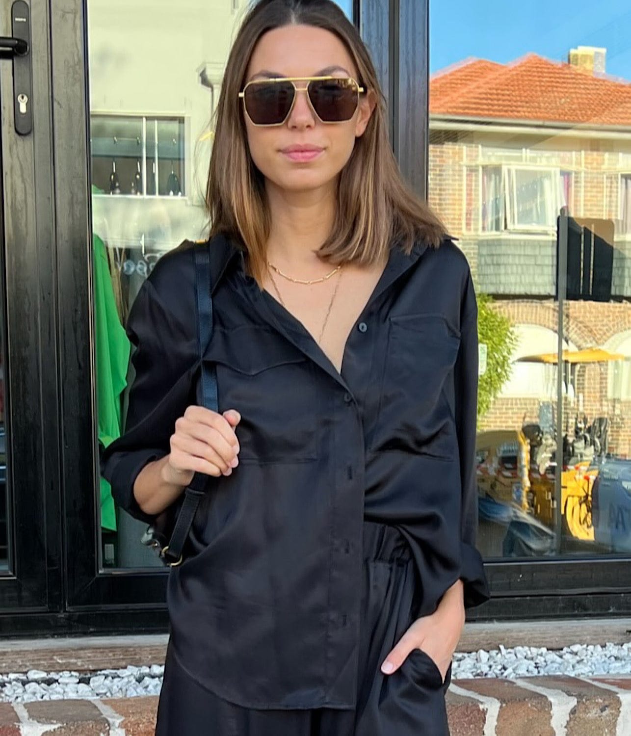 DRAPED SHIRT- BLACK | MATIN | MATIN DRAPED SHIRT- BLACK