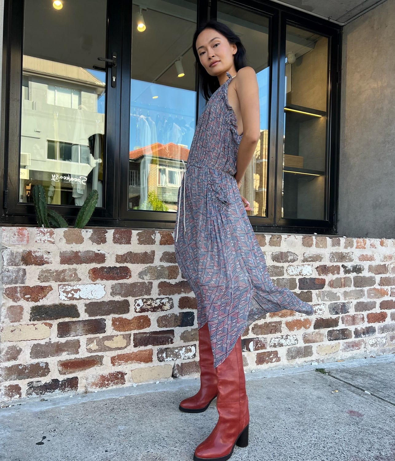 ISABEL MARANT FADELO DRESS-BLUE/RED