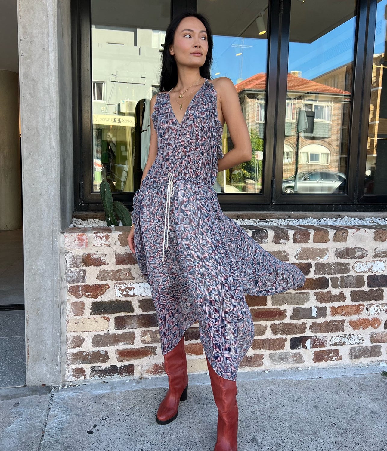 ISABEL MARANT FADELO DRESS-BLUE/RED