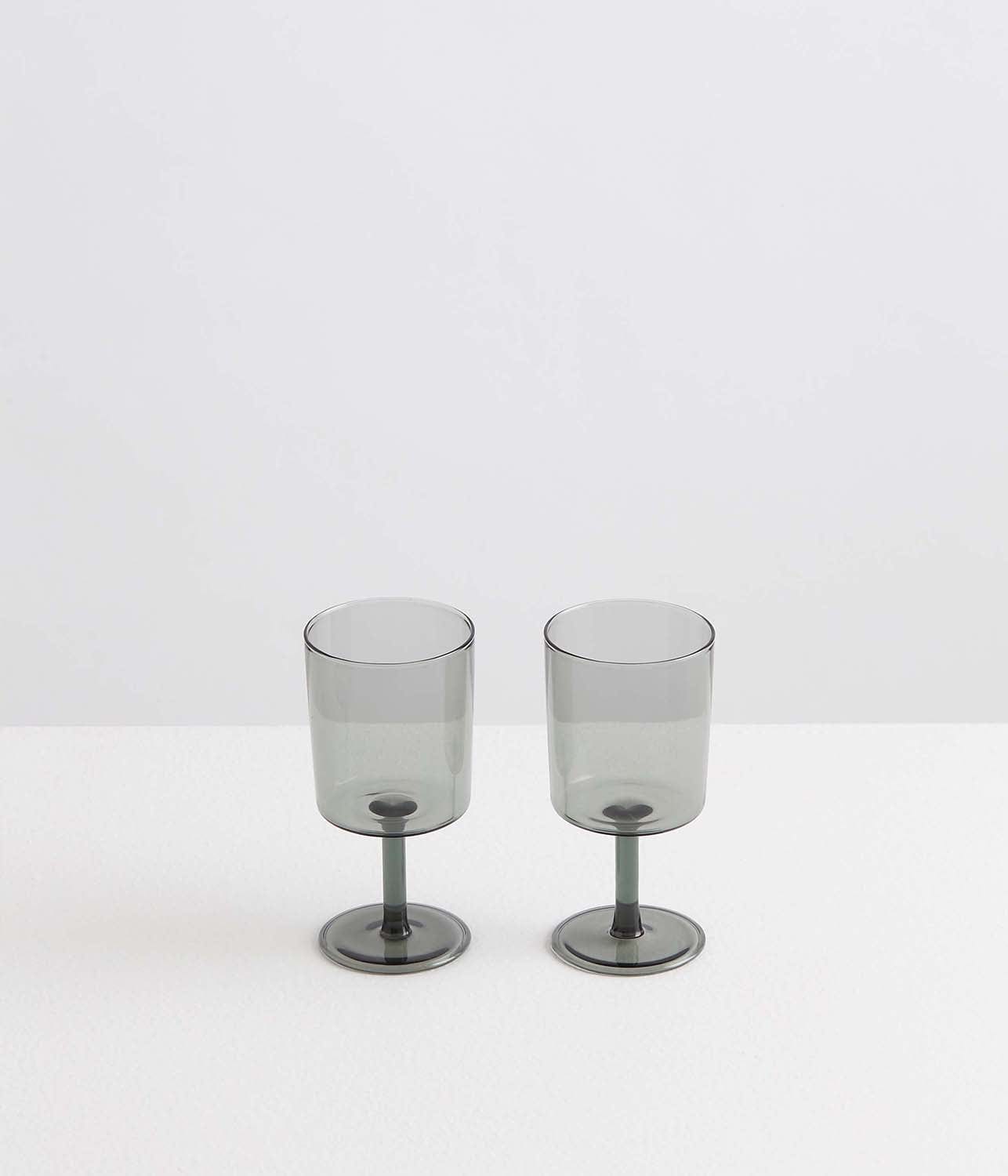 WINE GLASS SET - SMOKE | MAISON BALZAC MAISON BALZAC 2 WINE GLASSES SMOKE