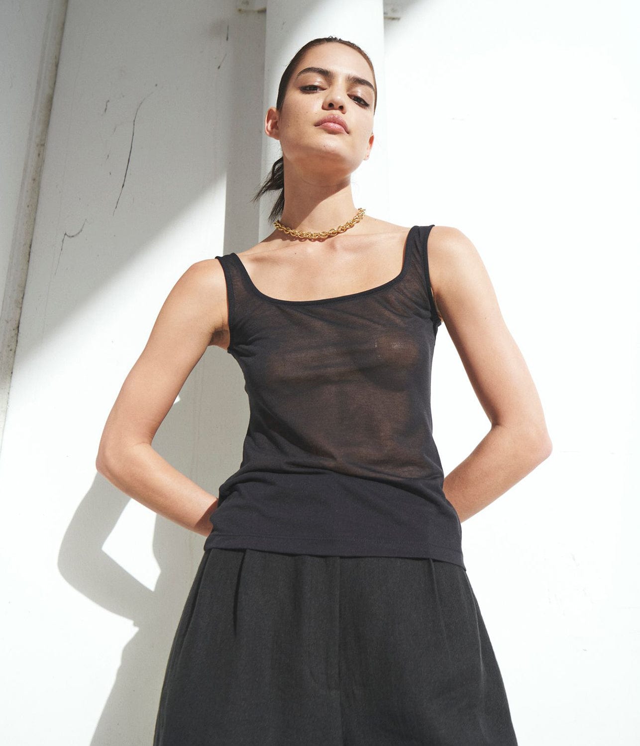 FINE KNIT TANK - BLACK | MATIN MATIN FINE KNIT TANK - BLACK