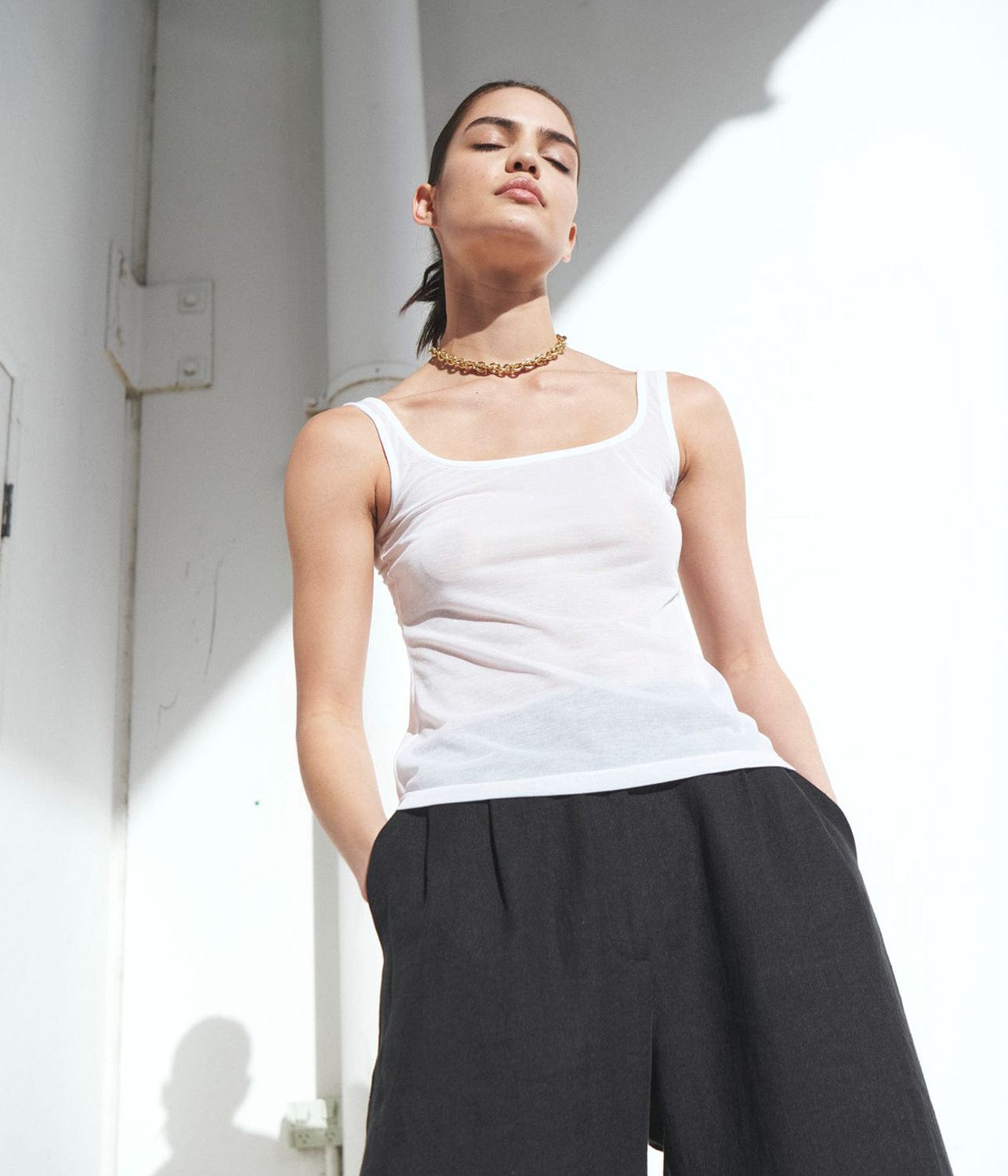 FINE KNIT TANK - WHITE | MATIN MATIN FINE KNIT TANK - WHITE