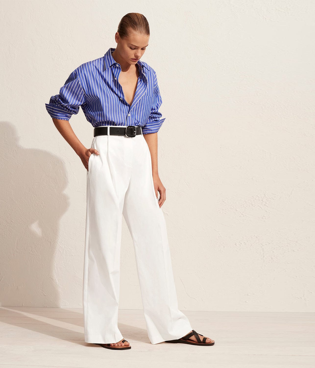 MATTEAU CLASSIC STRIPE SHIRT - LAPIS
