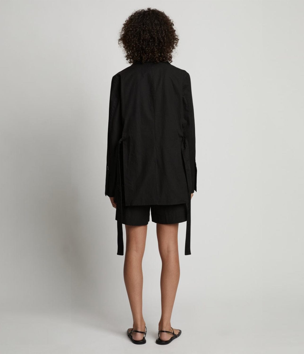 PROENZA SCHOULER WHITE LABEL COTTON LINEN BLAZER- BLACK