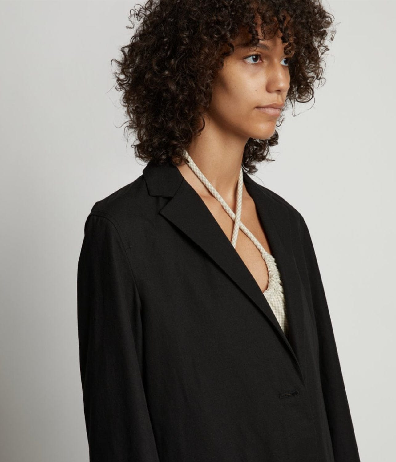 PROENZA SCHOULER WHITE LABEL COTTON LINEN BLAZER- BLACK