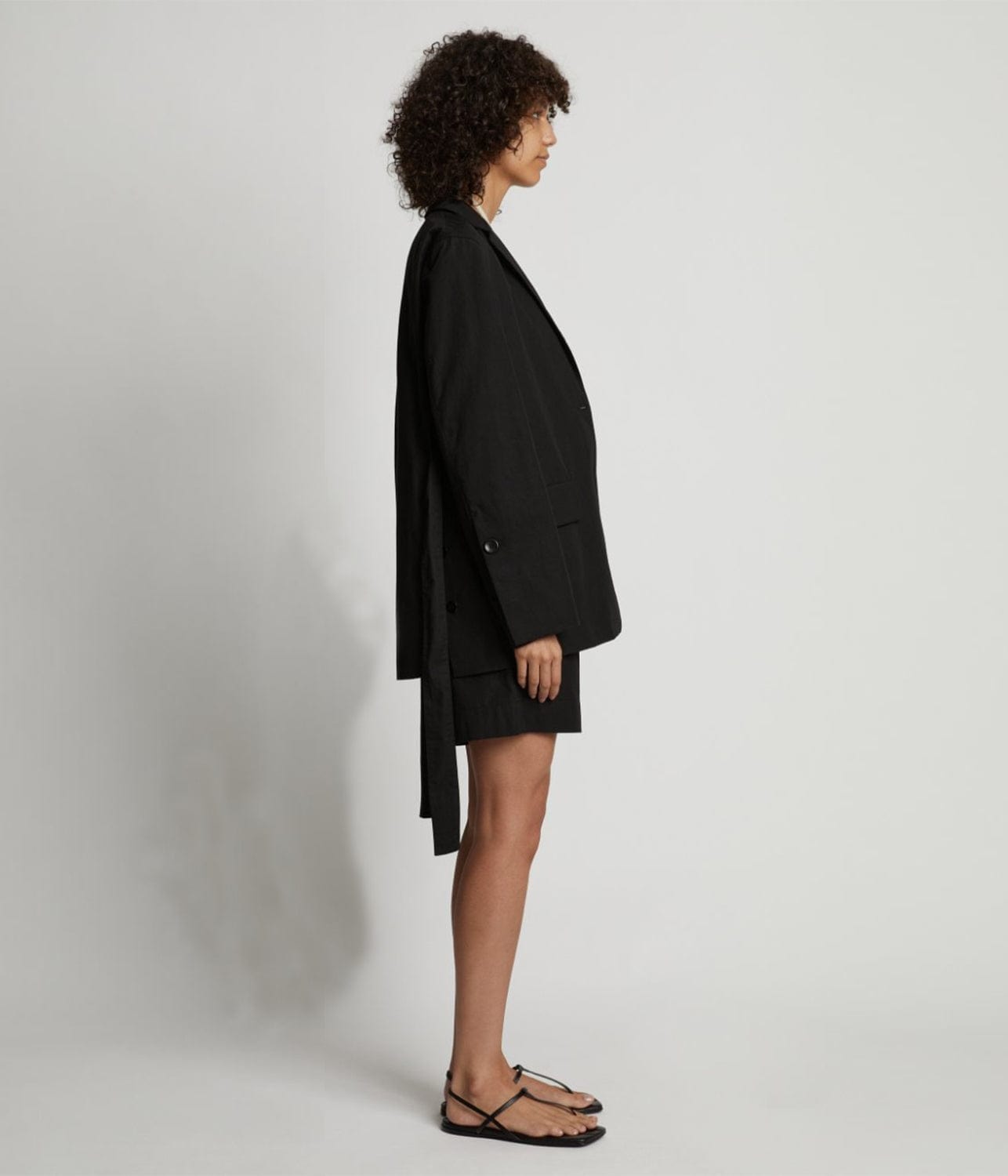 PROENZA SCHOULER WHITE LABEL COTTON LINEN BLAZER- BLACK