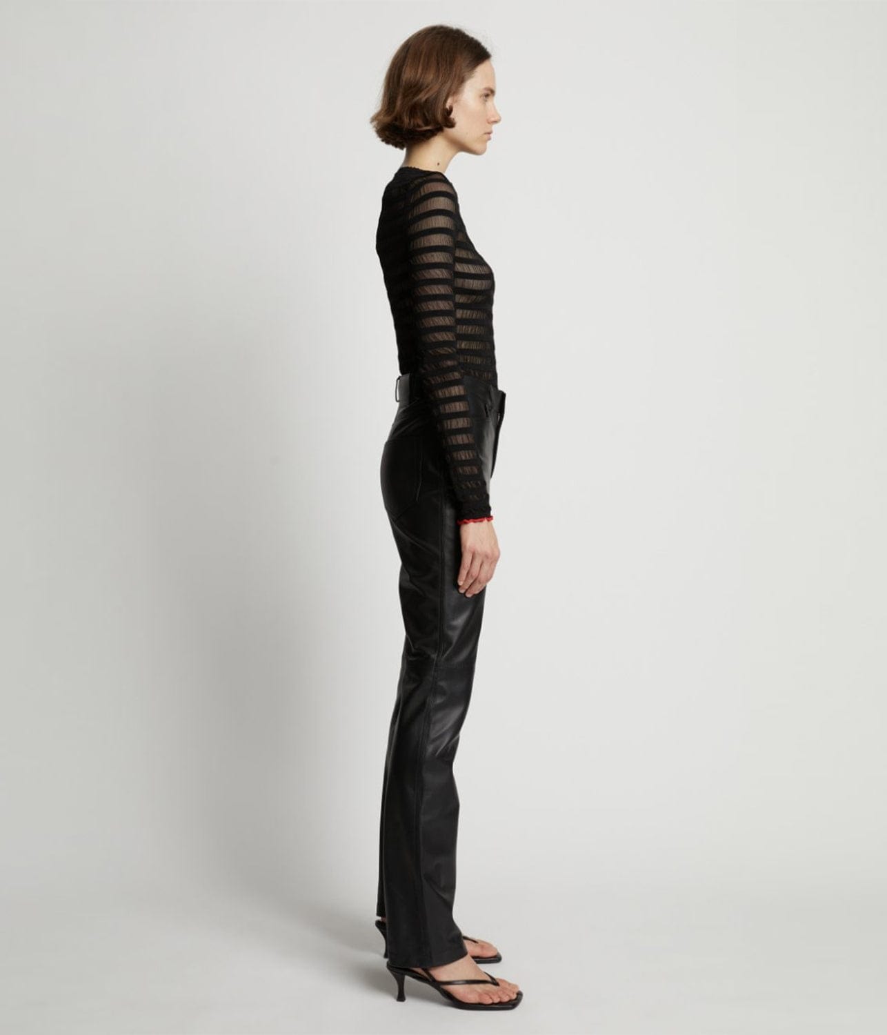 PROENZA SCHOULER WHITE LABEL LEATHER STRAIGHT PANT - BLACK