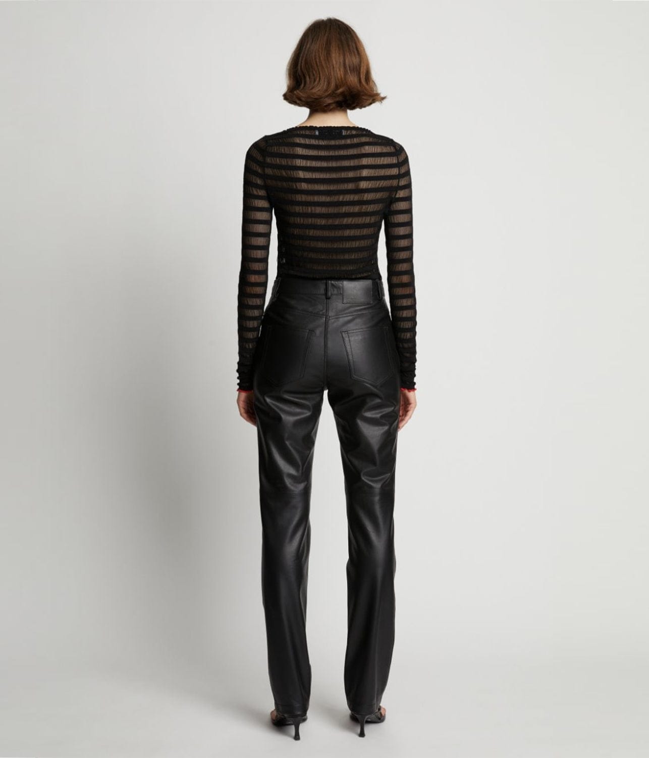 PROENZA SCHOULER WHITE LABEL LEATHER STRAIGHT PANT - BLACK