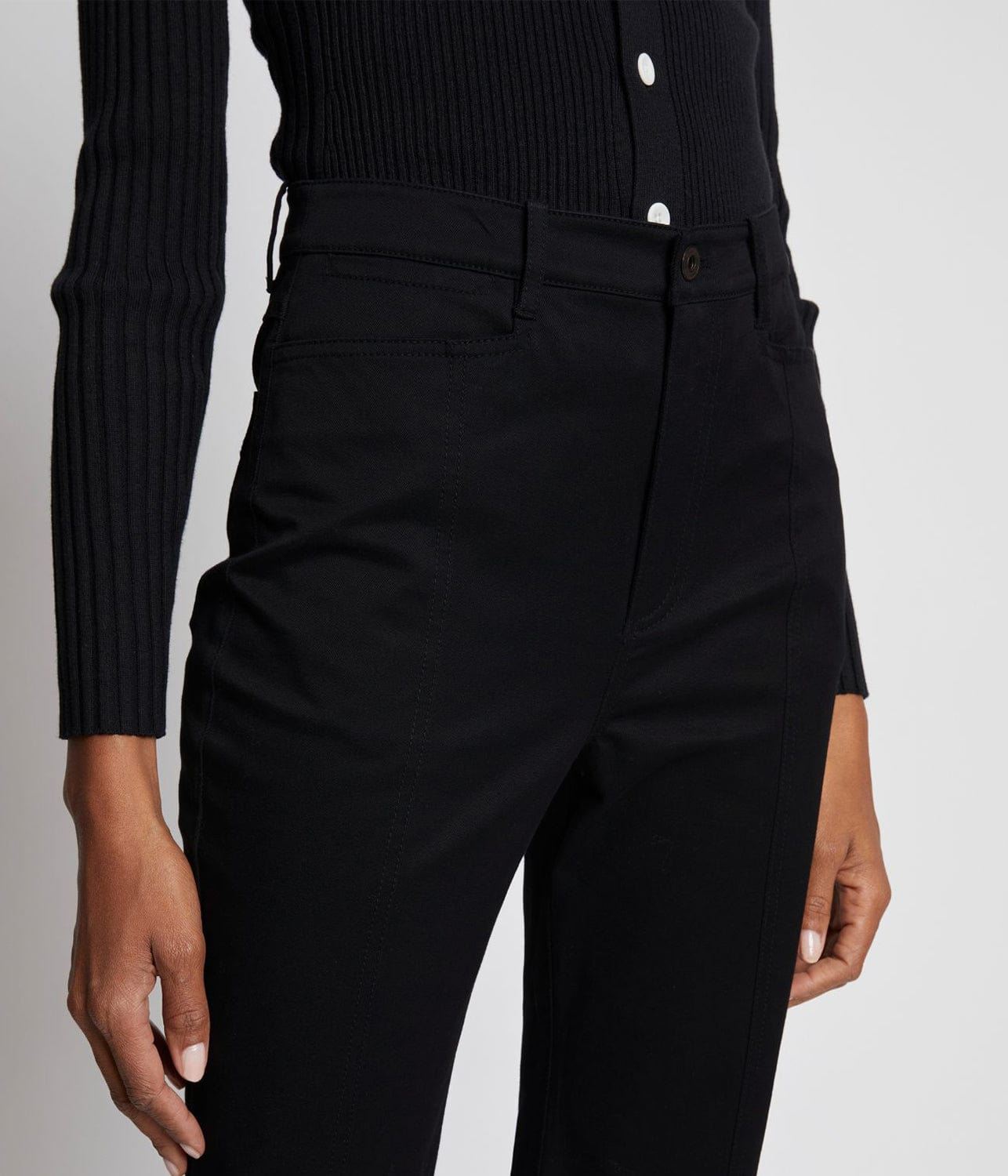 COTTON TWILL CROPPED PANTS- BLACK | PROENZA SCHOULER WHITE LABEL | PROENZA SCHOULER WHITE LABEL COTTON TWILL CROPPED PANTS- BLACK