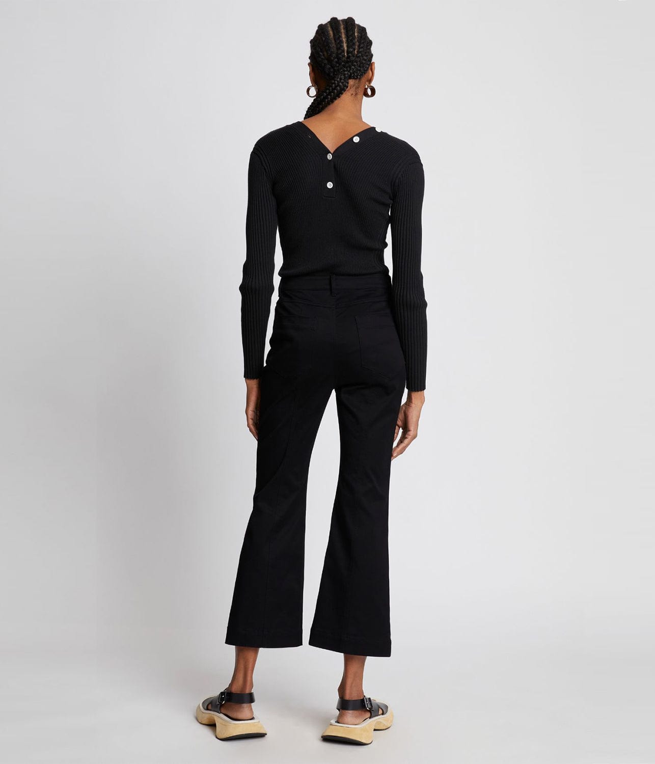 COTTON TWILL CROPPED PANTS- BLACK | PROENZA SCHOULER WHITE LABEL | PROENZA SCHOULER WHITE LABEL COTTON TWILL CROPPED PANTS- BLACK
