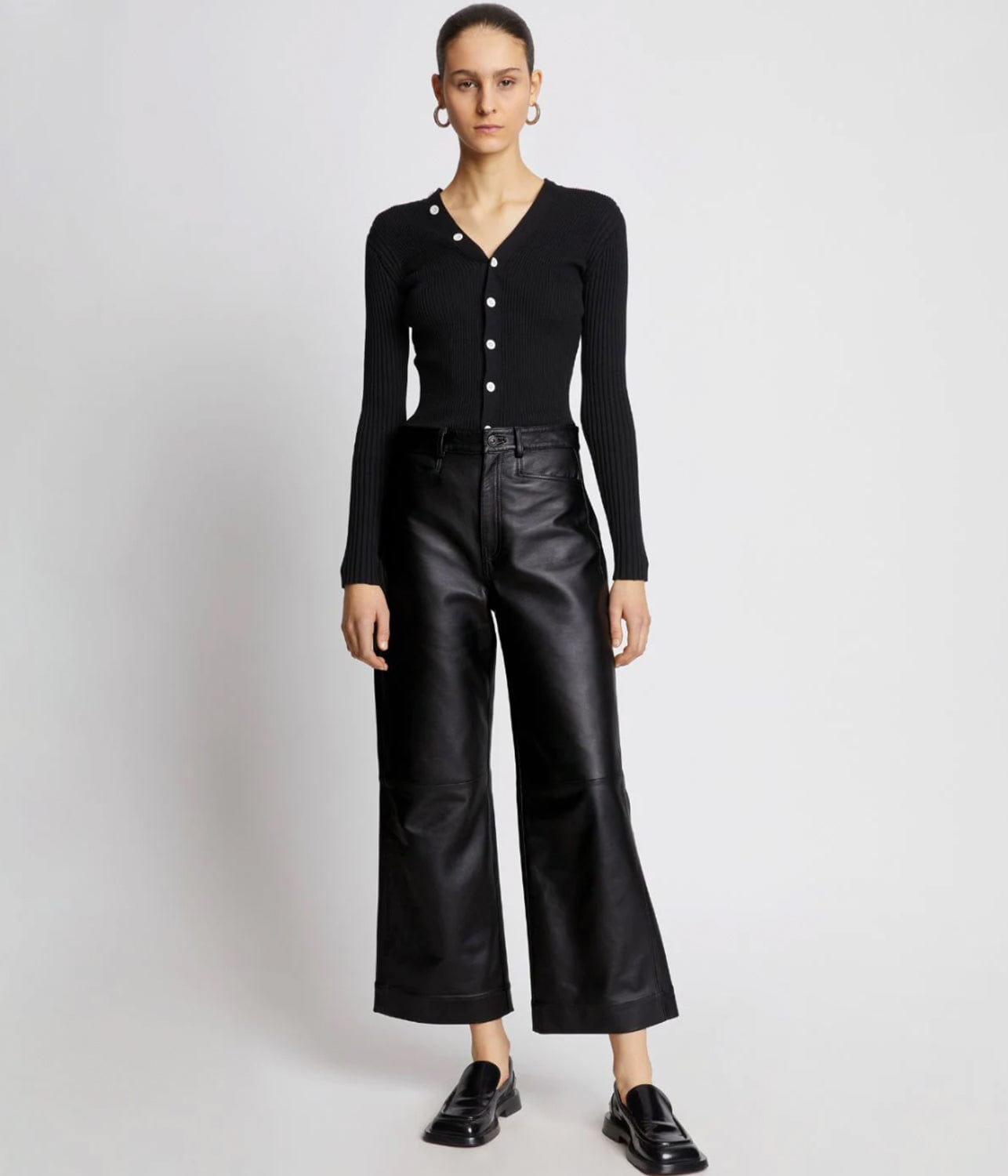 PROENZA SCHOULER WHITE LABEL NAPPA LEATHER CULOTTES-BLACK